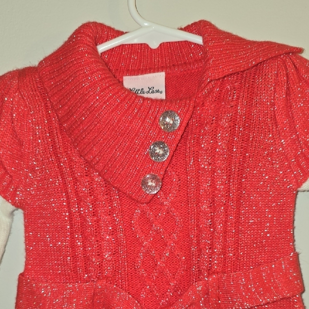 Charming Red Knit Kids Sweater with Buttons LOT R2 - Picture 3 of 6